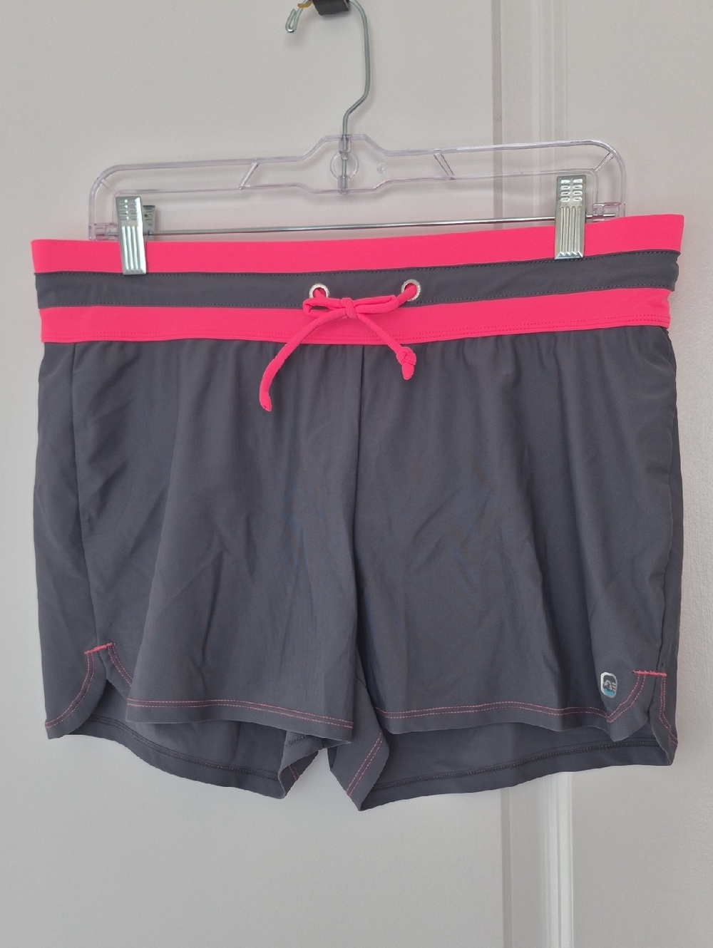 Free Country Women's Gray Athletic Shorts with Pink Waistband Size L